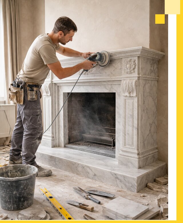 Изготовление и установка мраморных каминов в Рыбинске под ключ