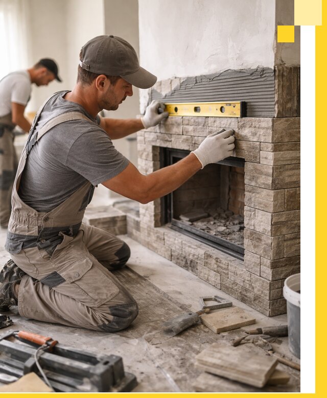 Облицовка каминов в Рыбинске, монтаж и отделка натуральным камнем