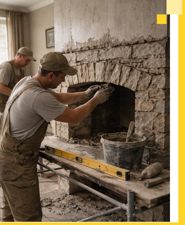 Изготовление каминов под ключ в Рыбинске, монтаж и отделка