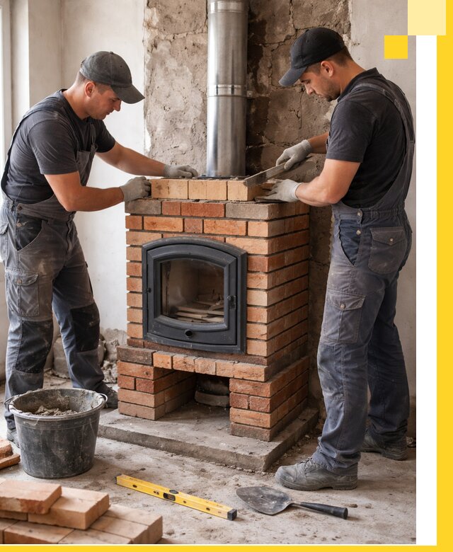 Монтаж печи камина под ключ в Рыбинске с гарантией и пусконаладкой