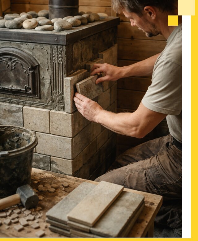 Облицовка банных печей в Рыбинске профессиональная отделка