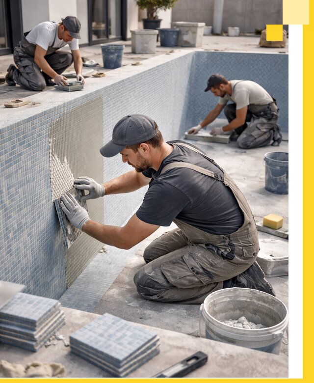 Облицовка бассейнов в Рыбинске плитка мозаика гидроизоляция