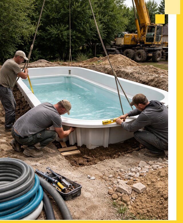 Установка и монтаж композитных бассейнов под ключ в Рыбинске