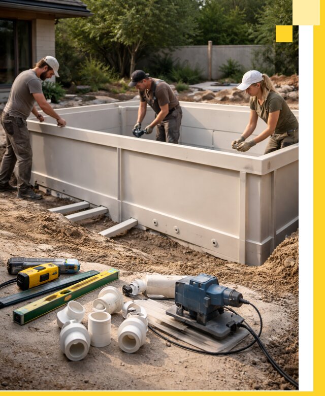 Установка полипропиленовых бассейнов под ключ в Рыбинске