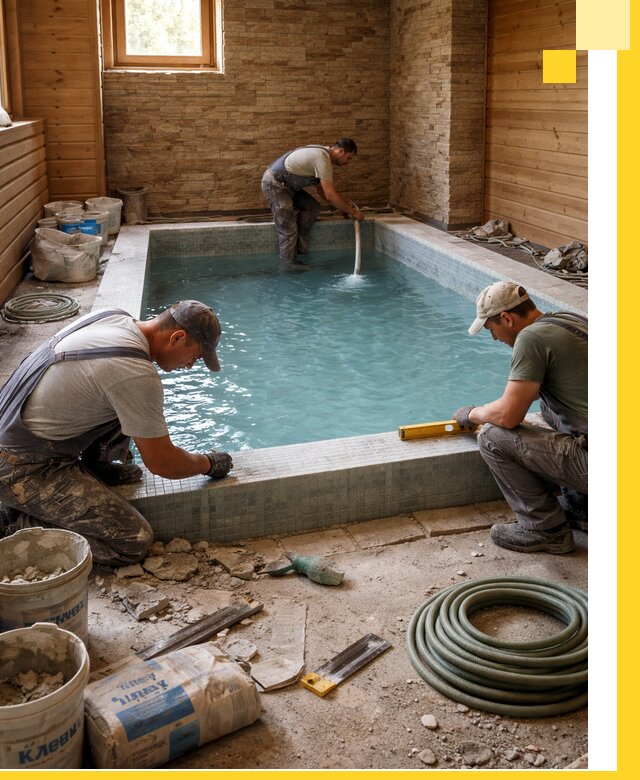 Проектирование и строительство бассейнов для бани в Рыбинске