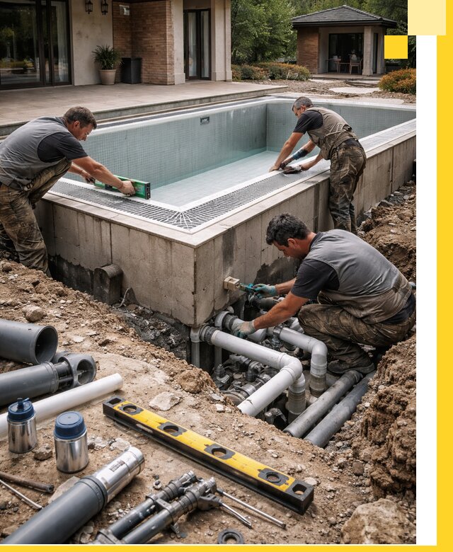 Строительство переливных бассейнов в Рыбинске под ключ