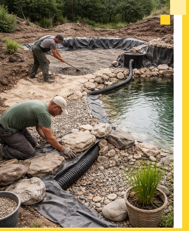 Строительство природных бассейнов и озер в Рыбинске под ключ