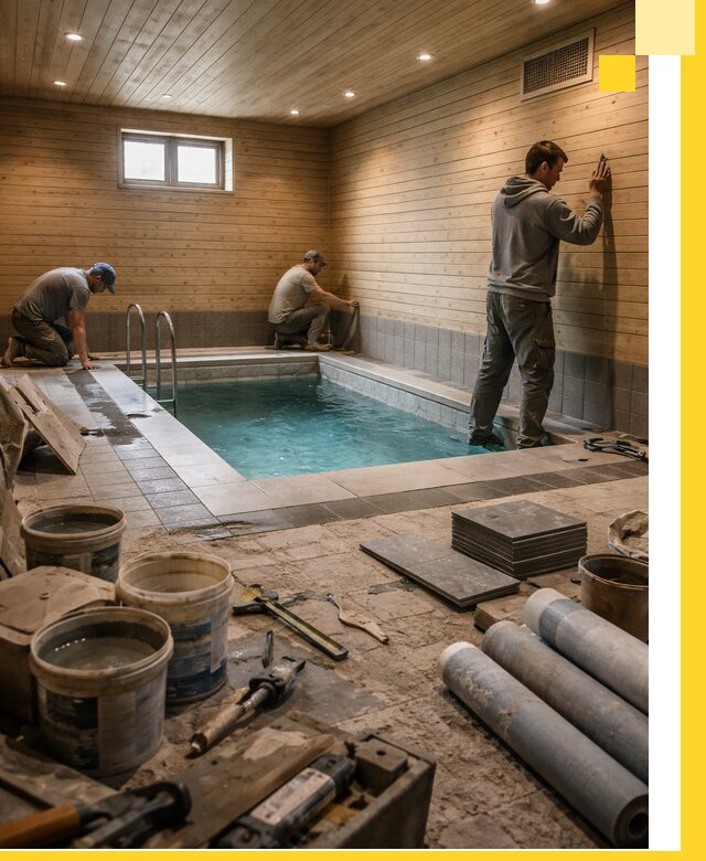 Строительство бани с бассейном и сауной под ключ в Рыбинске