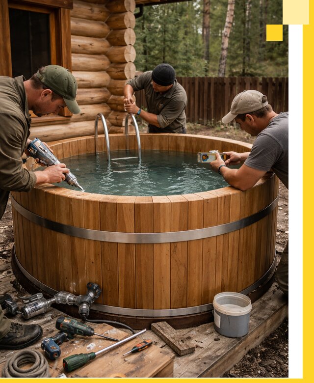 Строительство бань с купелью под ключ и отделкой в Рыбинске