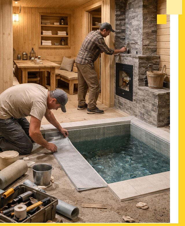 Строительство бань с комнатой отдыха под ключ в Рыбинске