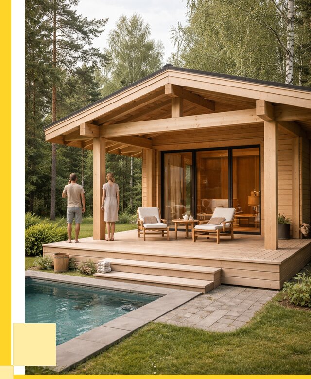 Бани с террасой под ключ в Рыбинске от 624480 р. | ЭриданРбн