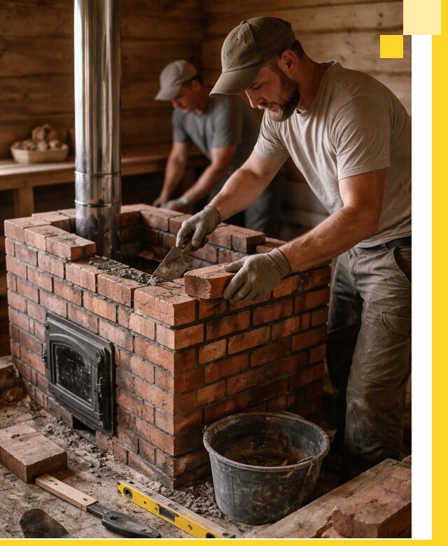 Кирпичные печи для бани под ключ в Рыбинске, проект и монтаж