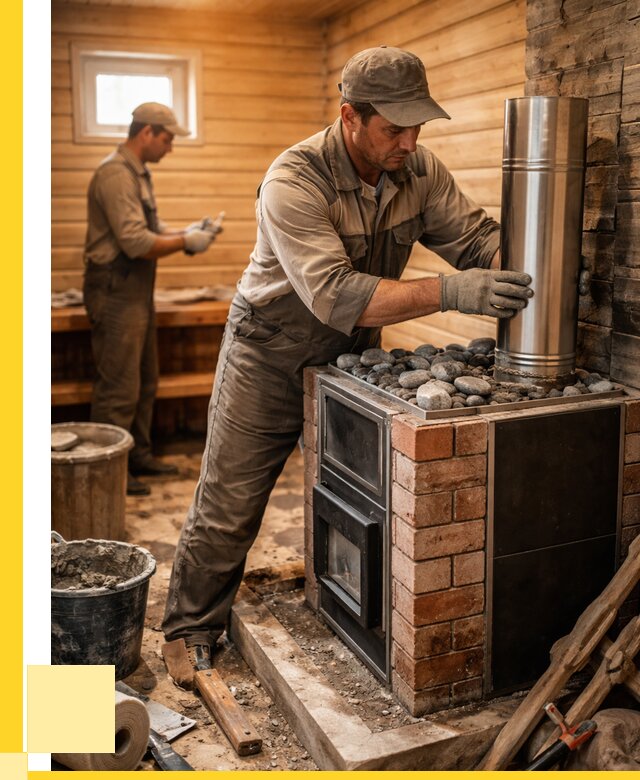 Монтаж печи в бане под ключ в Рыбинске от 20816 р. | ЭриданРбн