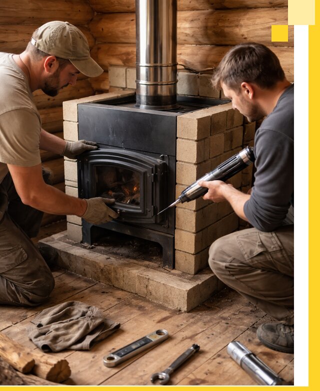 Монтаж и установка печи в бане под ключ с гарантией в Рыбинске