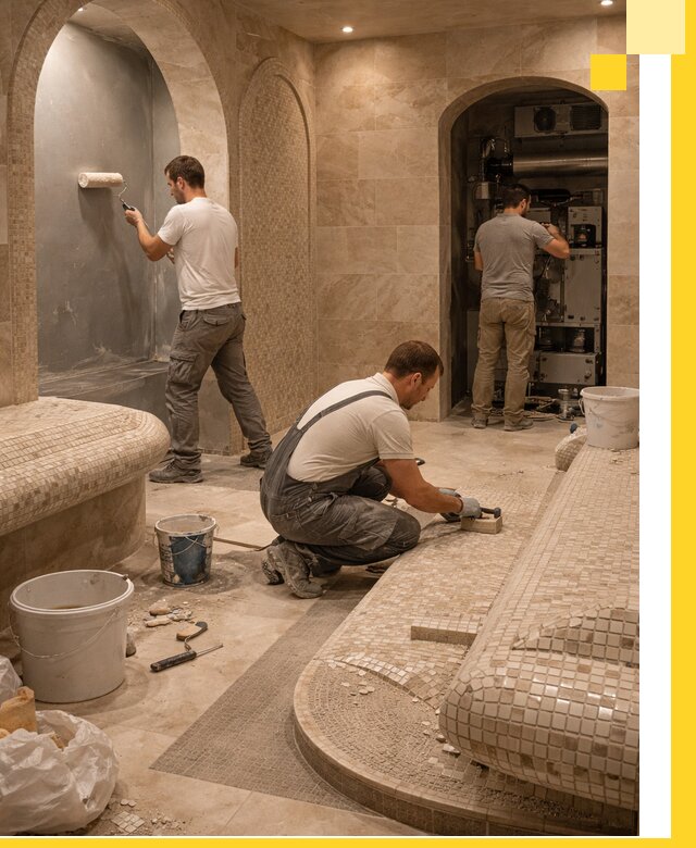 Строительство бани с хамамом и бассейном под ключ в Рыбинске