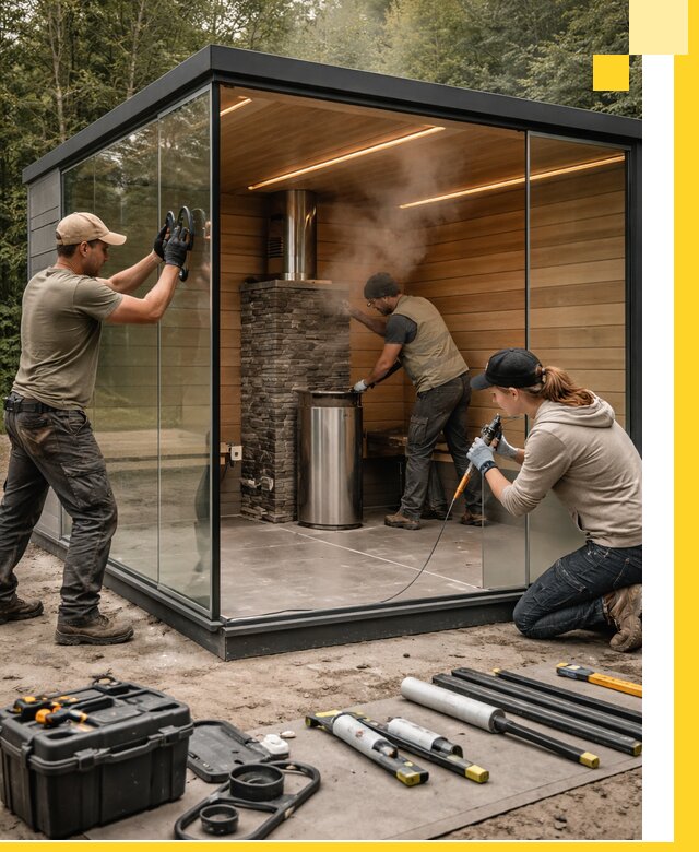 Проектирование и строительство стеклянных бань в Рыбинске