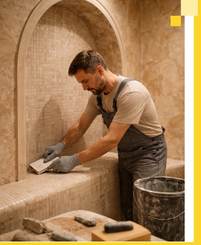 Профессиональная отделка хамамов с мозаикой под ключ в Рыбинске