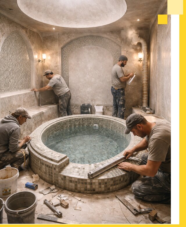Профессиональное строительство хамама с бассейном в Рыбинске под ключ