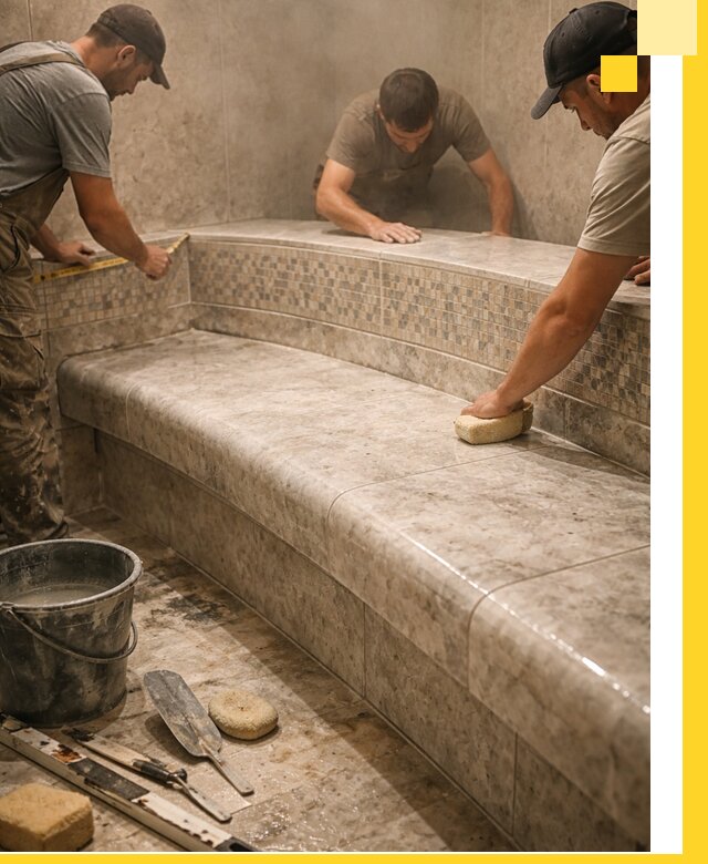 Изготовление и установка сидений для хамама в Рыбинске