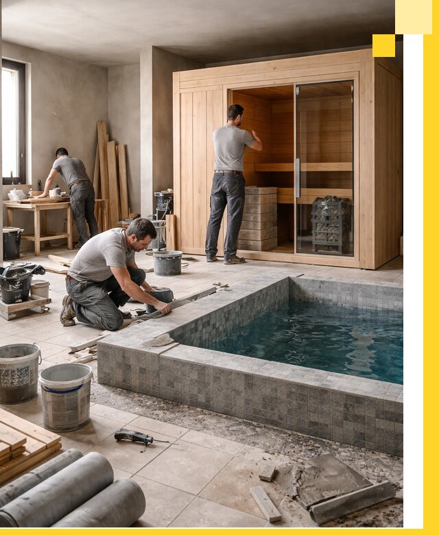 SPA зоны под ключ с бассейном сауной и печью в Рыбинске